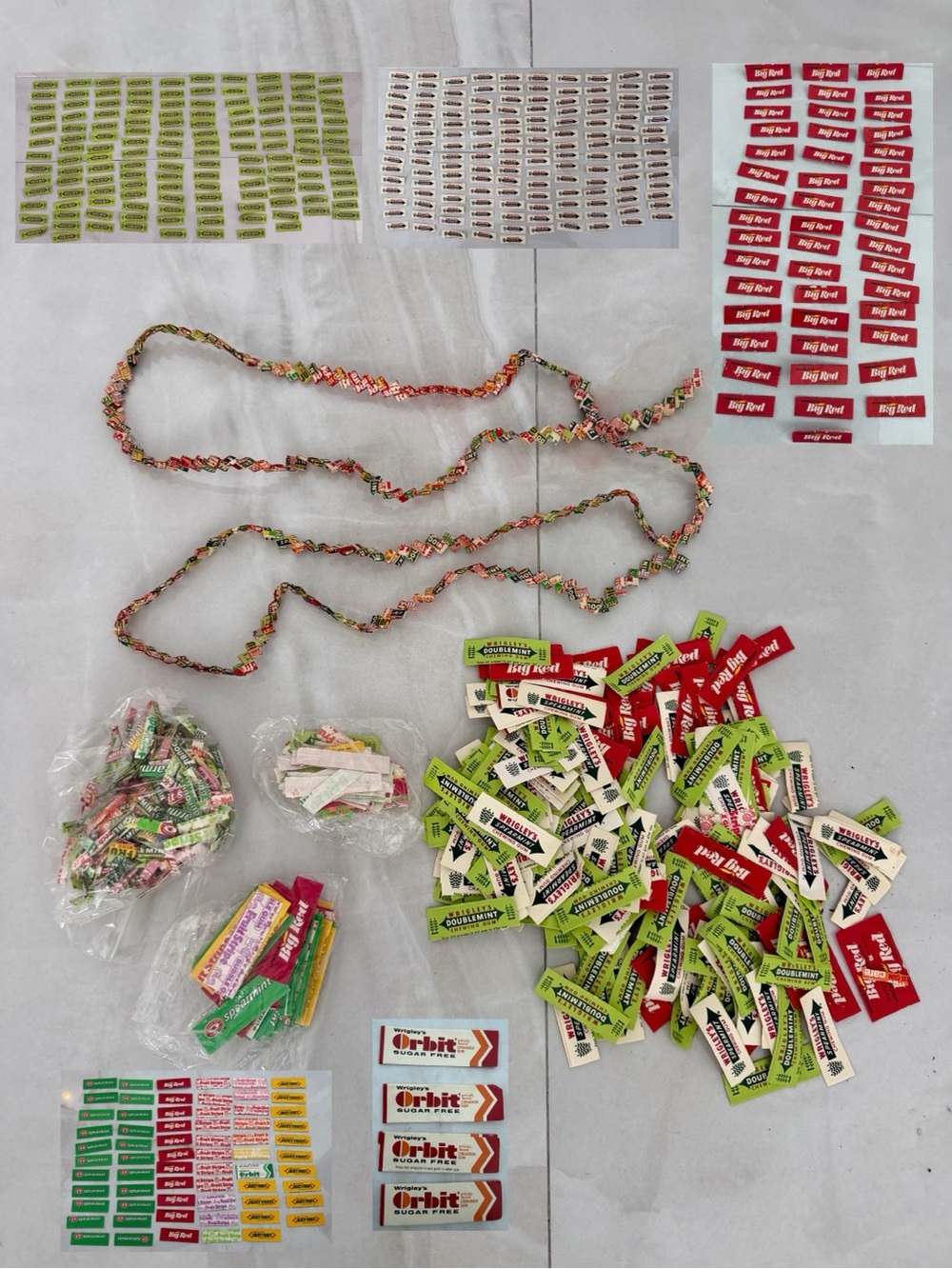 8 Ft Vintage Braided Gum Wrapper Chain 70s + Disc Wrappers COLLECTOR Or For Fun